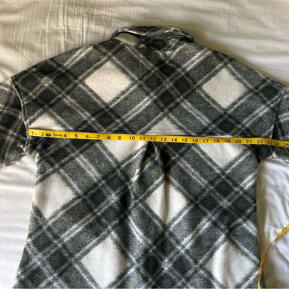 Stradivarius Women’s Green Plaid Shirt Jacket Fleece Shacket | Size L - Picture 11 of 15